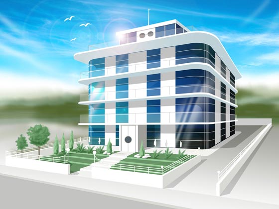 Artist impression of a new build hotel